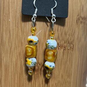 Elegant Yellow Beaded Earrings